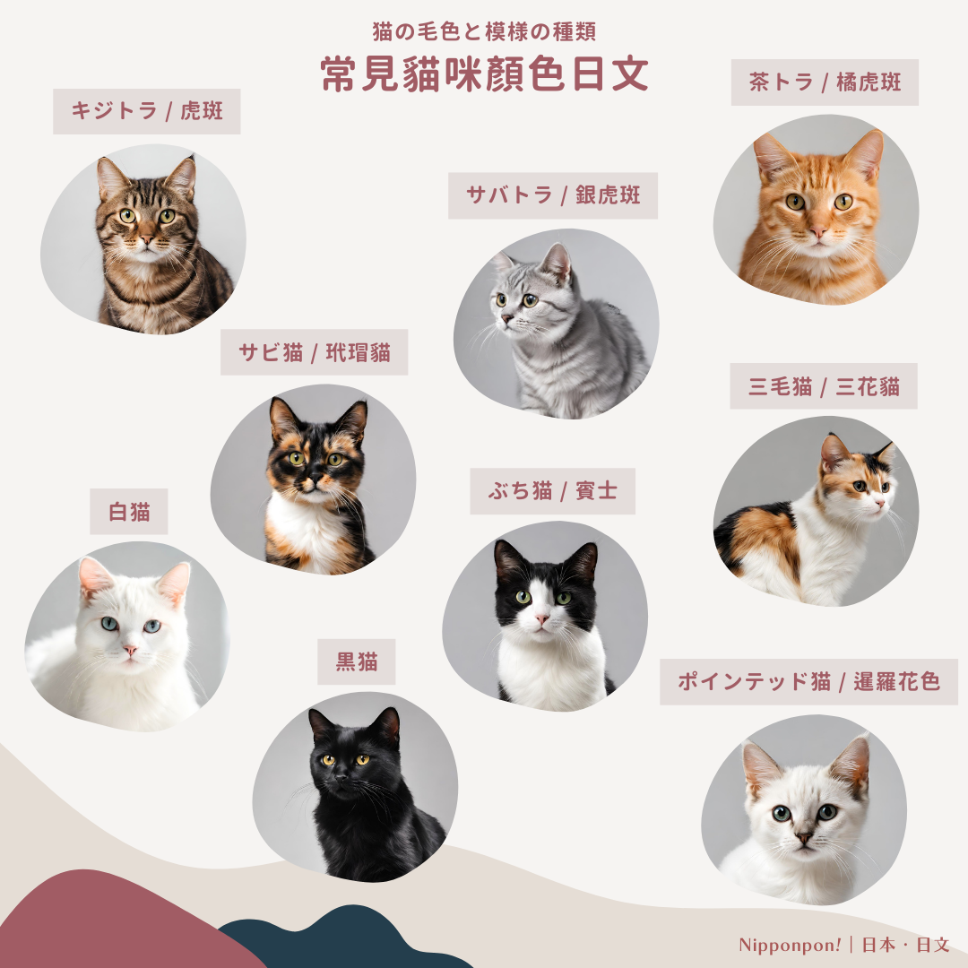 常見貓咪顏色日文